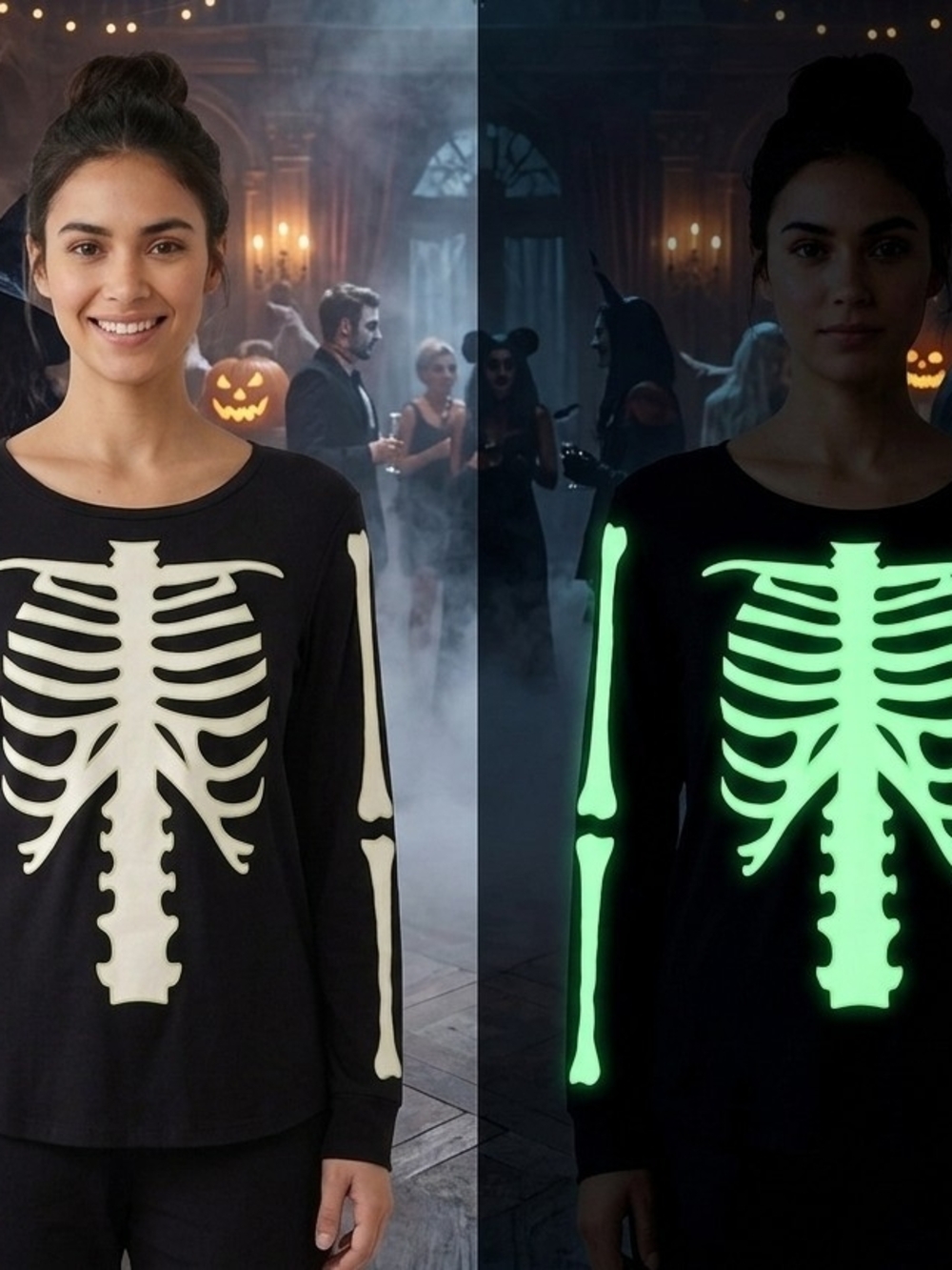 Under Disguise Glow-in-the-Dark Skeleton Pajama Top - Size M
